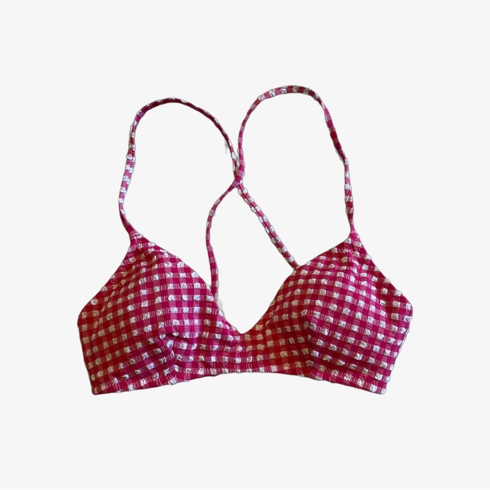 Gingham patterned bikini top